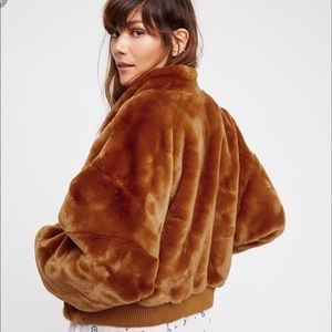 Free people faux fur bomber jacket